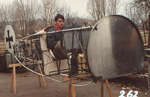 Achim Engels hard at work in the busyness office of the triplane