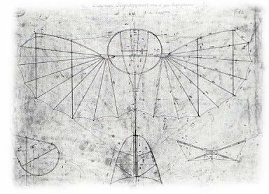 Originalzeichnung Otto Lilienthals fr die Serienfertigung